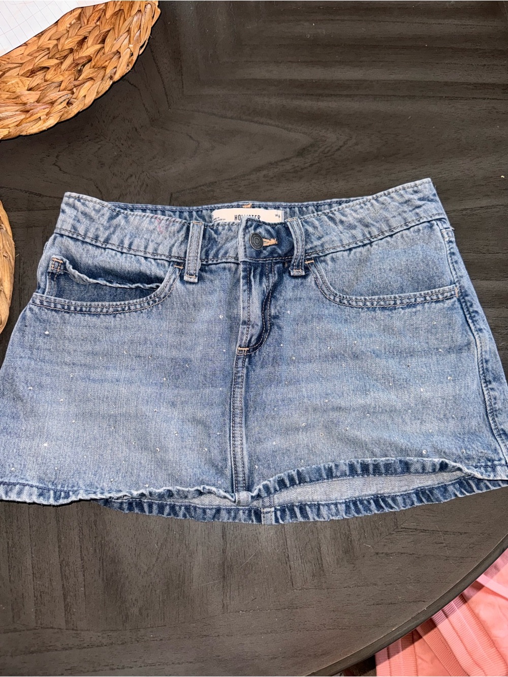 Y2K Light Blue Denim Mini Skirt by Hollister size 26 (2) great condition w short